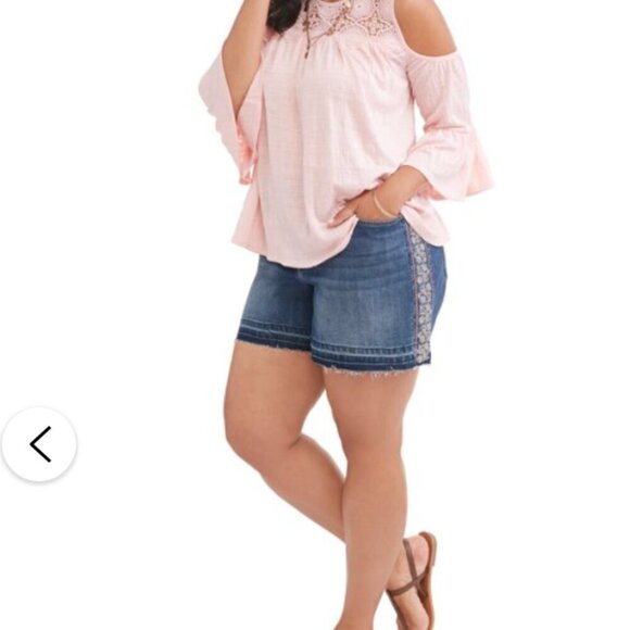 Terra & Sky Women's Plus Size Embroidered Denim Jean Short Size 18W Boho Summer - Picture 12 of 14